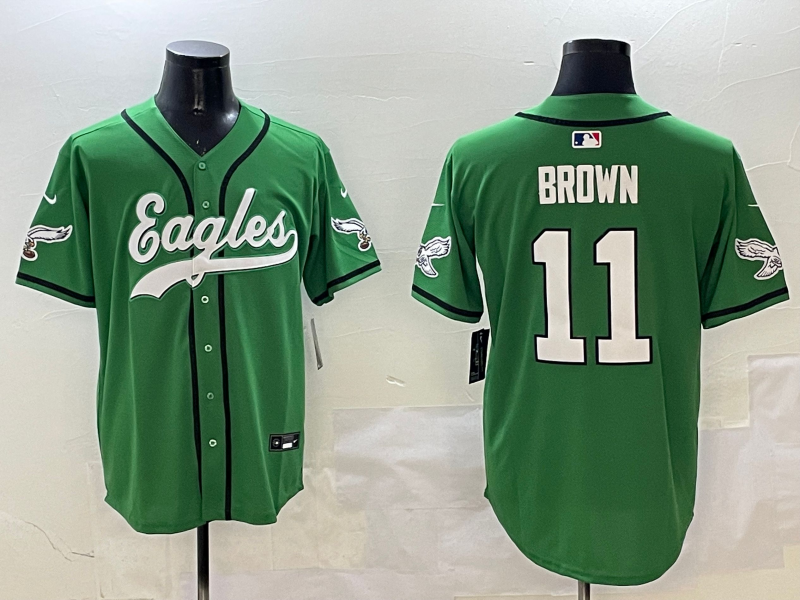 Men's Philadelphia Eagles A.J. Brown #11 Green Team Jersey